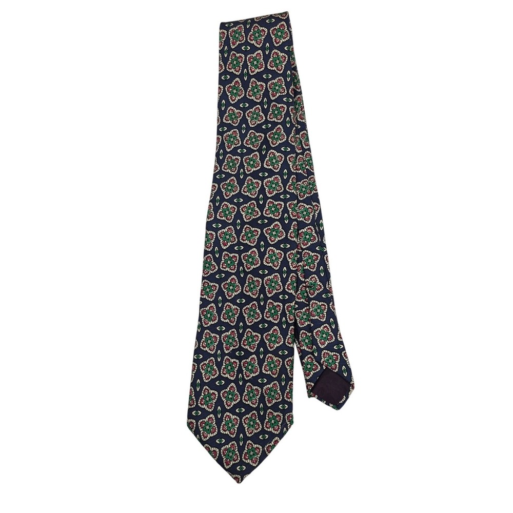 Polo Ralph Lauren Vintage Mens Navy Green Red Geometric Medallion Tie